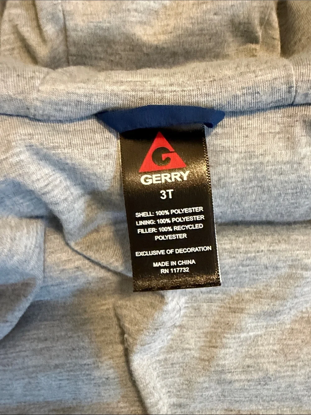 NWOT Kids Blue Hooded Puffer Jacket with Neon Trim